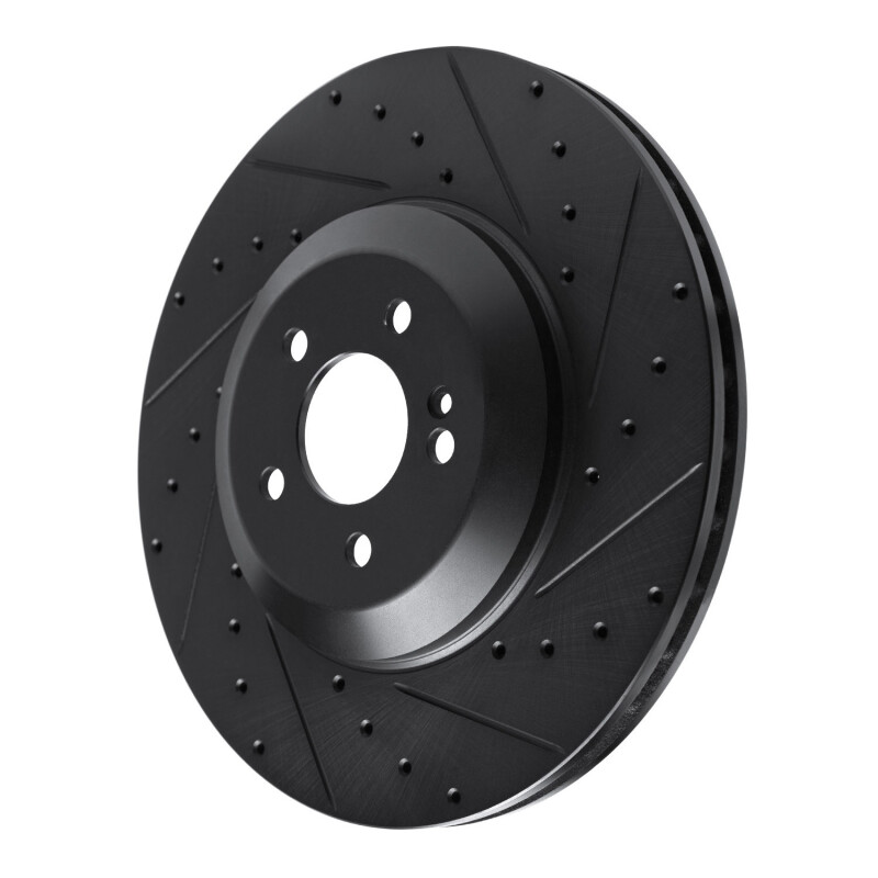 Mercedes-Benz E450 Brake Rotor (1) - Rear Right - R1 Concepts - Drilled & Slotted - Black - `17-`23